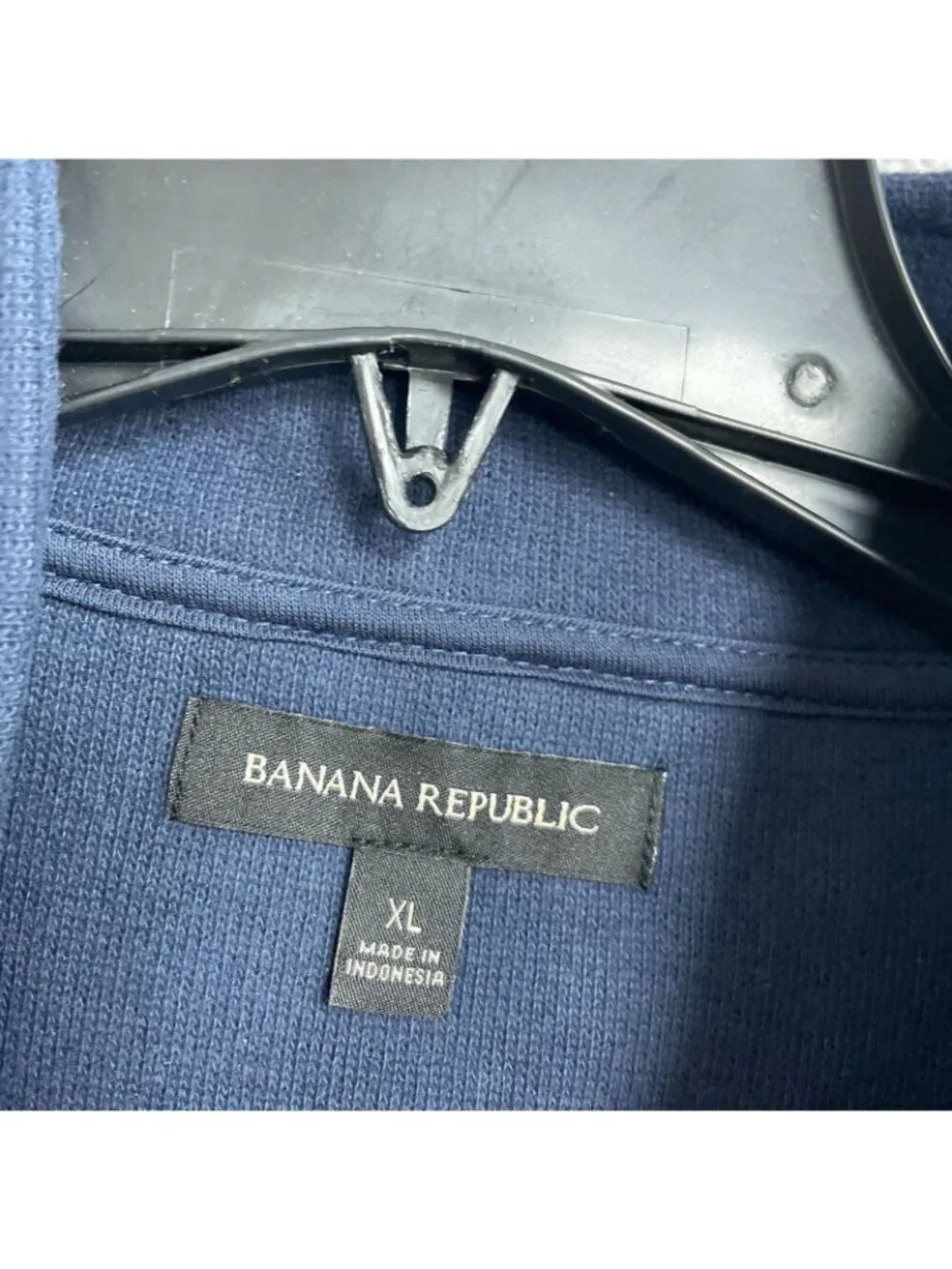 Banana Republic Men's XL Navy Blue 1/4 Zip Pullover Sweatshirt Cotton H2050